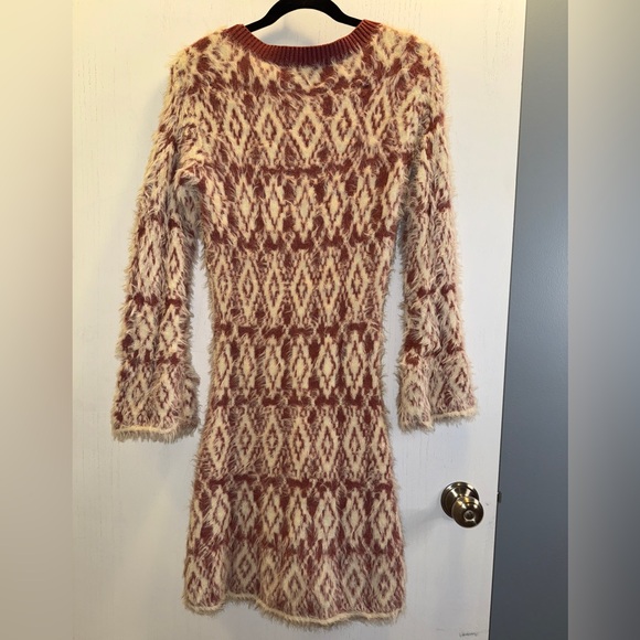 Free People Long Sleeve Knit Dress - Cream and Brown - Picture 7 of 10